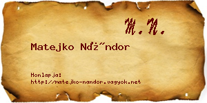 Matejko Nándor névjegykártya