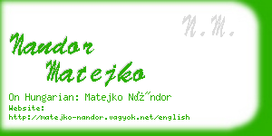 nandor matejko business card